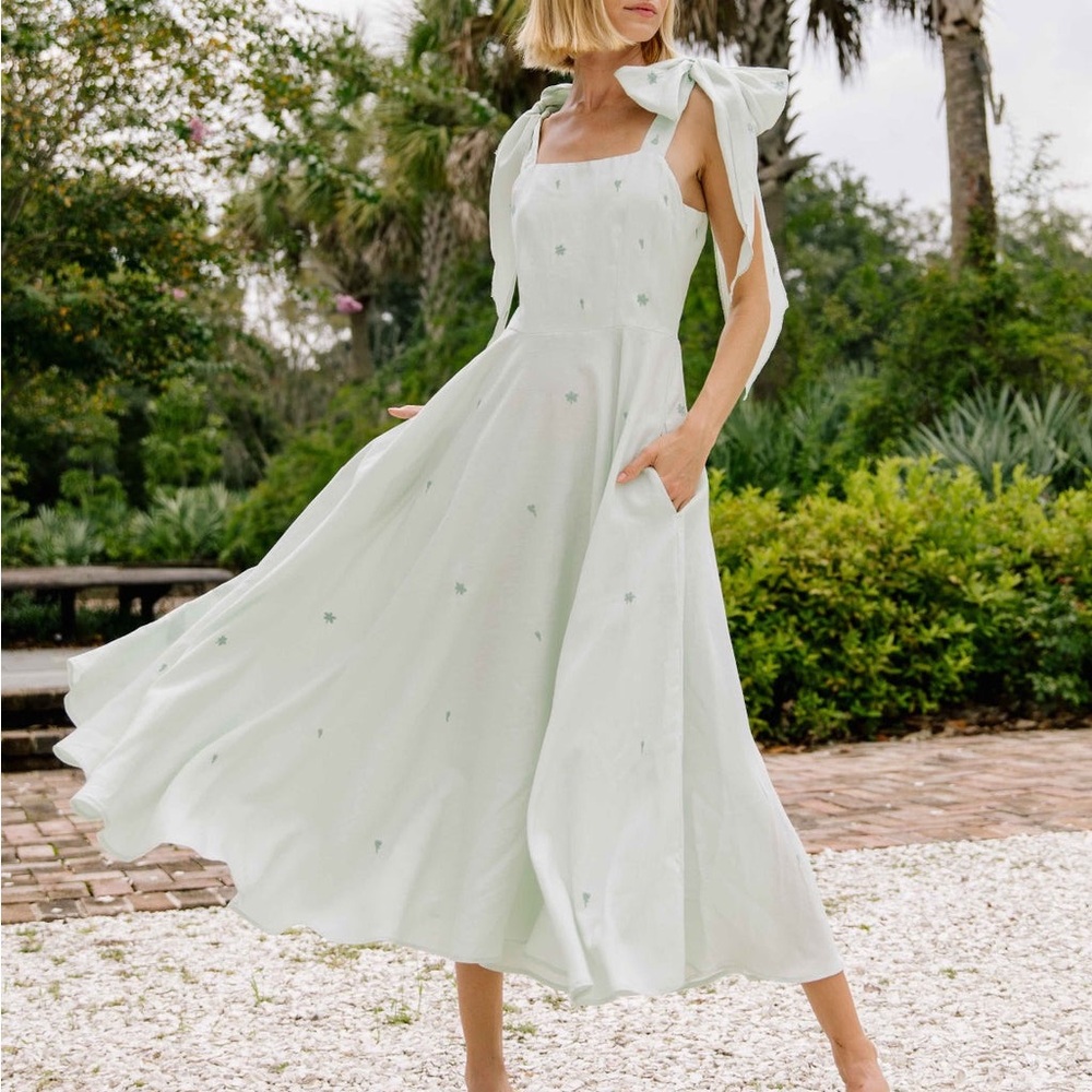 Fanm Mon Green Sara linen dress size large NwT